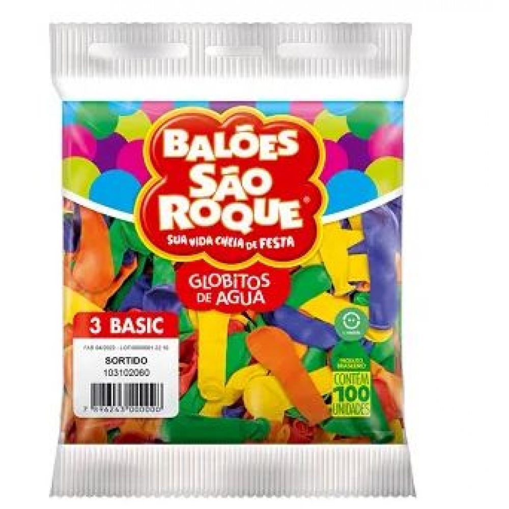 Balão Especial 3 Zerinho Liso Basic Sortido c/100 São Roque - Balões