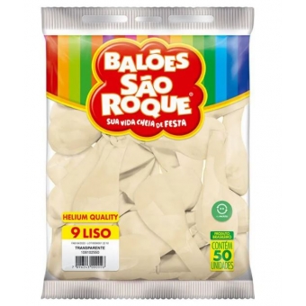 Balão 9 Liso Transparente c/50 São Roque