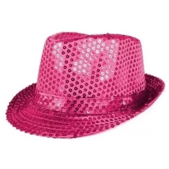 Chapéu Malandrinho Paetê Rosa