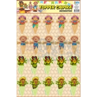Topper Decorativo Caipira Festa Junina c/20 Reino das Festas