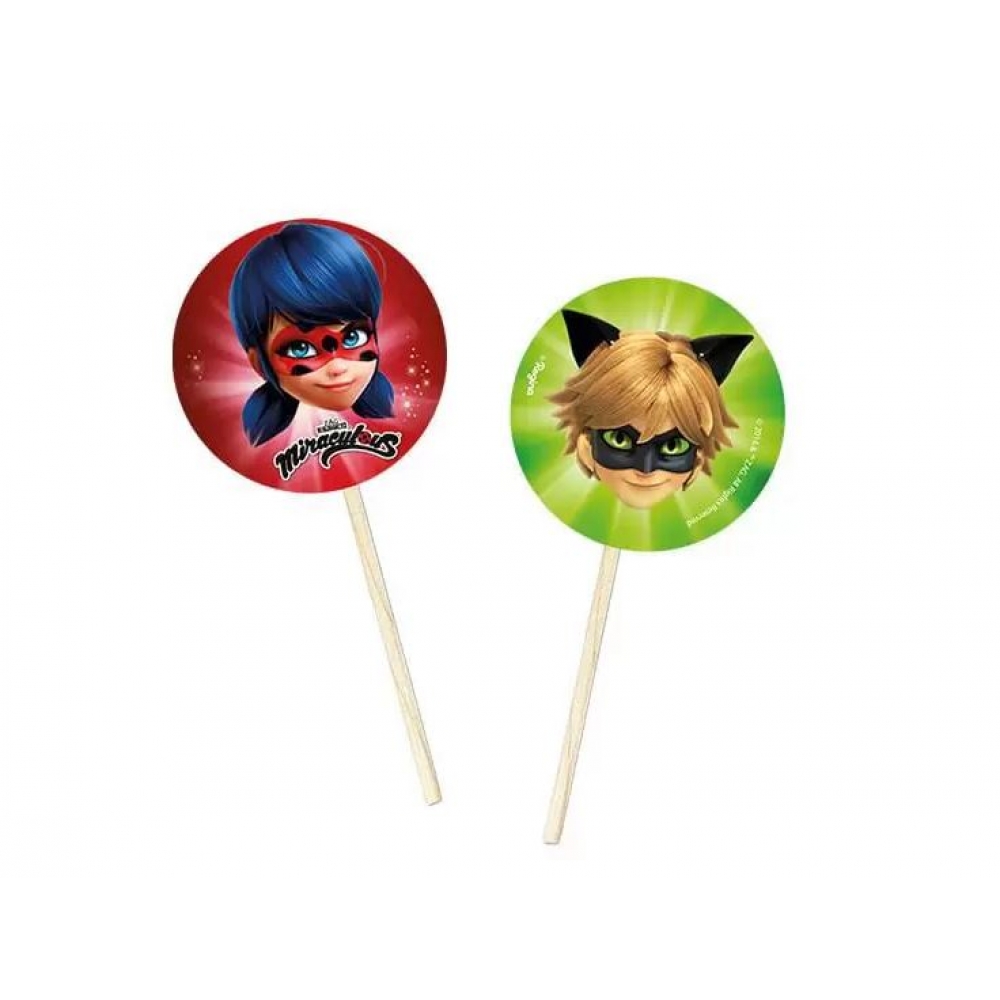 Picks Para Doces Miraculous Ladybug c/8 Regina Festas - Temas Infantis