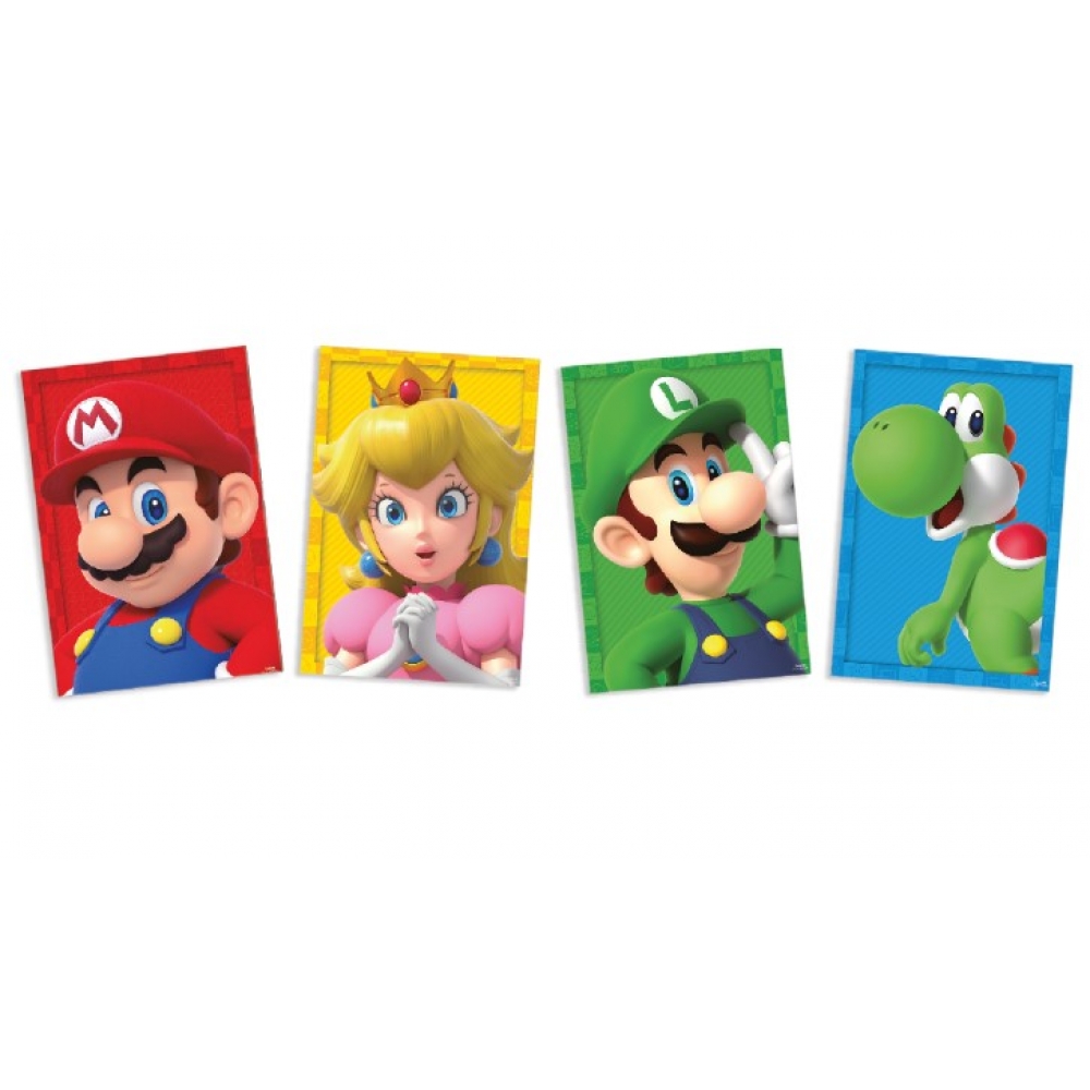 Quadros Decorativos Super Mário c/4 Festcolor - Temas Infantis