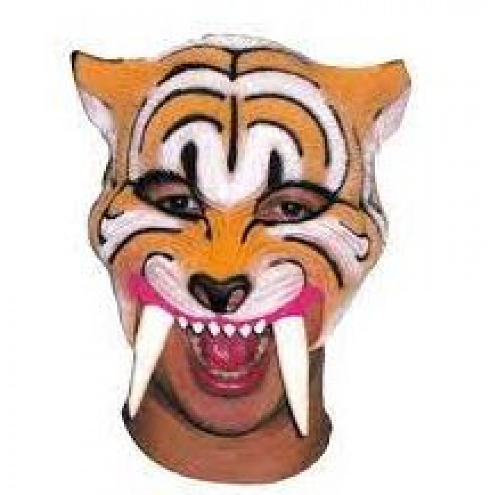Máscara Látex Tigre Dente de Sabre Metade Spook - Máscaras