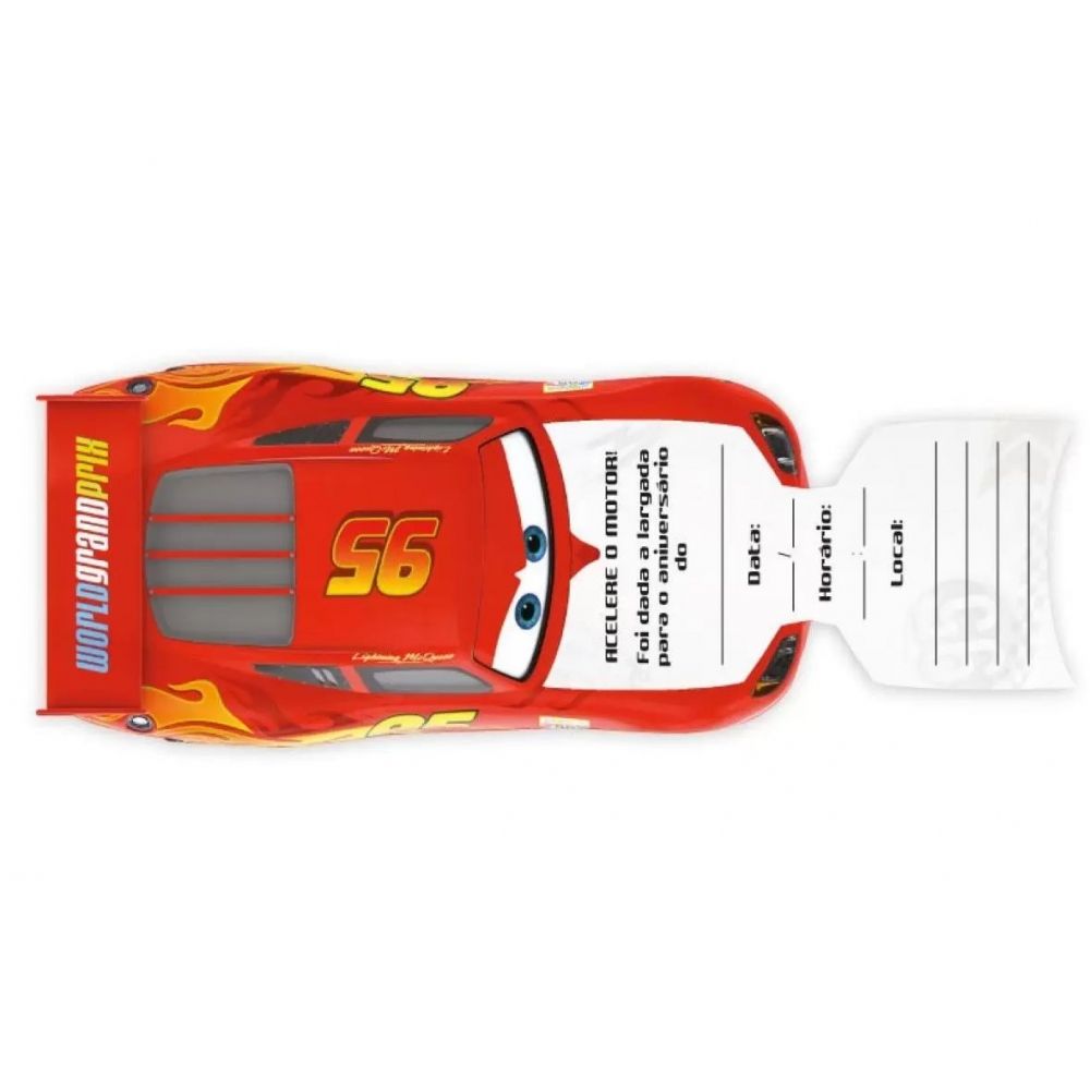 Convite Cars Silver c/8 Regina Festas - Temas Infantis