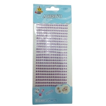 Strass Plástico Lilás Autoadesivo Tamanho 4 c/ 391