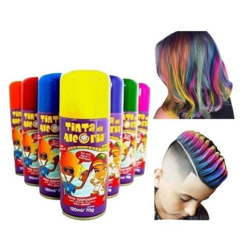 Spray de Cabelo Colorido Tinta da Alegria 120ml - artigos para festa