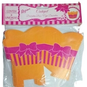 Cachepot Listra Laranja c/8 Regina Festas