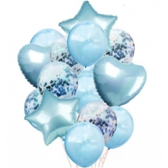 Kit Buquê Balão Azul Claro c/14