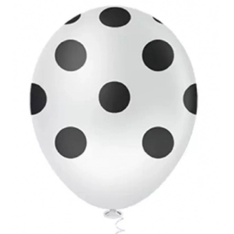 Balão 10 Bolinhas Branco e Preto c/25 Pic Pic