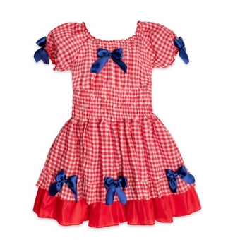 Vestido Junino Infantil Corpete Xadrez Vermelho