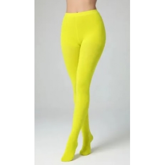Meia Calça Lisa Amarela Neon Adulto
