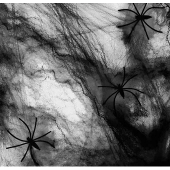 Teia de Aranha Preta Halloween 20g Com 2 Aranhas