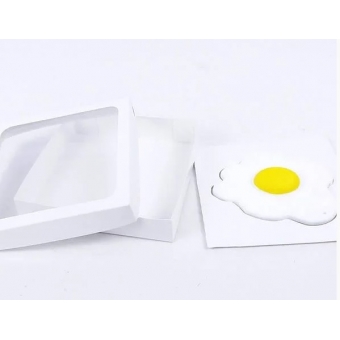 Caixa Para Ovo Frito de Chocolate Branca c/ Visor