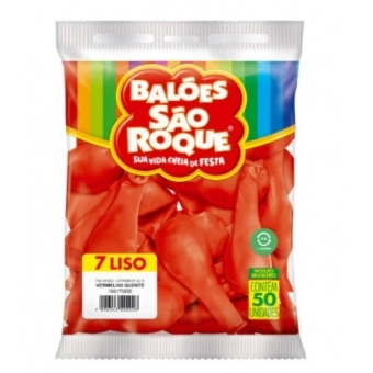 Balão 7 Liso Vermelho Quente c/50 São Roque