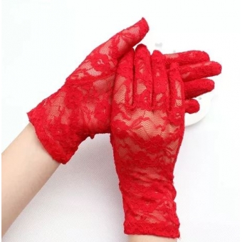 Luva de Renda Curta Vermelha