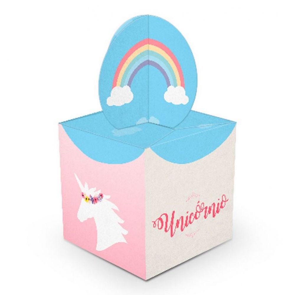 Caixa Para Lembrancinhas Unicórnio c/8 Junco - Temas infantis