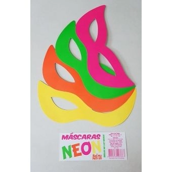 Máscara de Papel Neon c/10 Reino das Festas