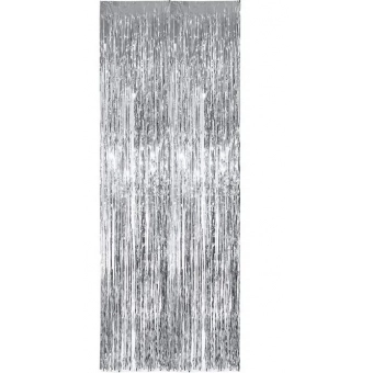 Cortina de Ráfia Metalizada Prateada 1m x 2m
