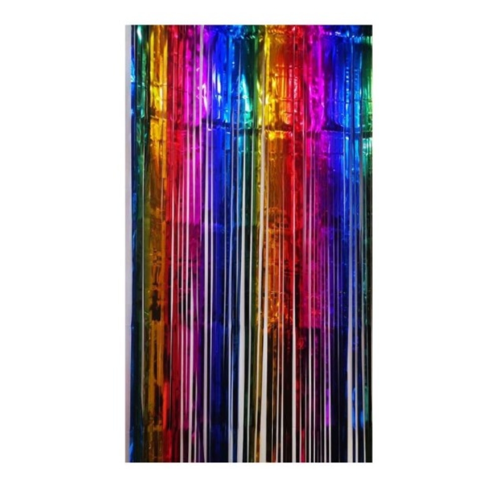 Cortina de Ráfia Metalizada Degrade1m x 2m - Decoração