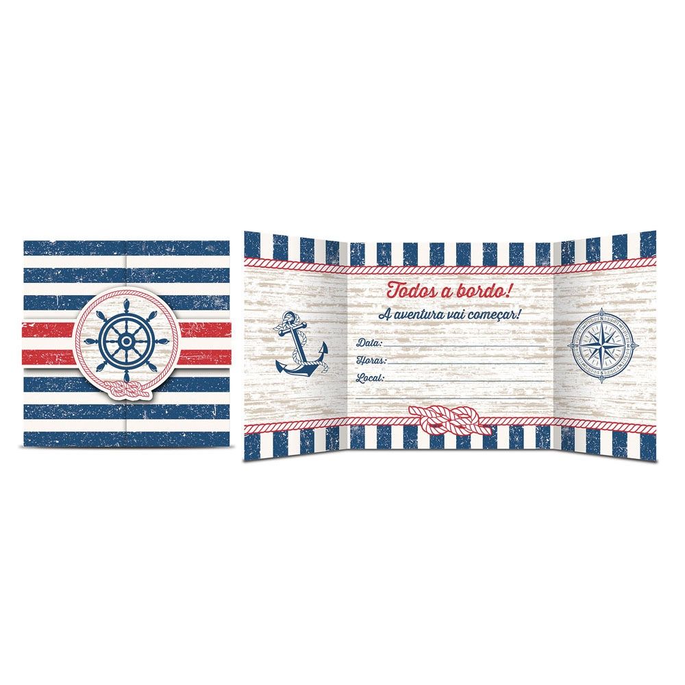 Convite Marinheiro c/8 Junco - Temas Infantis