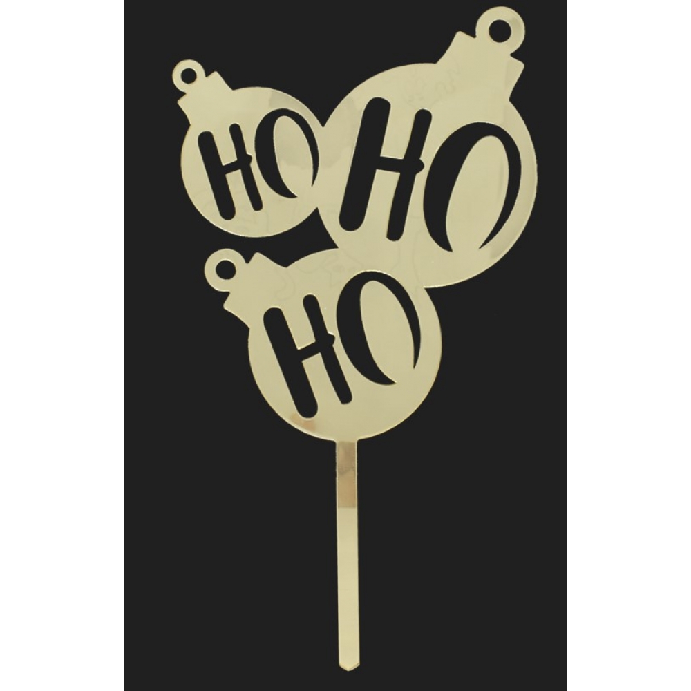 Topo de Bolo Natal Ho Ho Ho Dourado Produfest - Natal