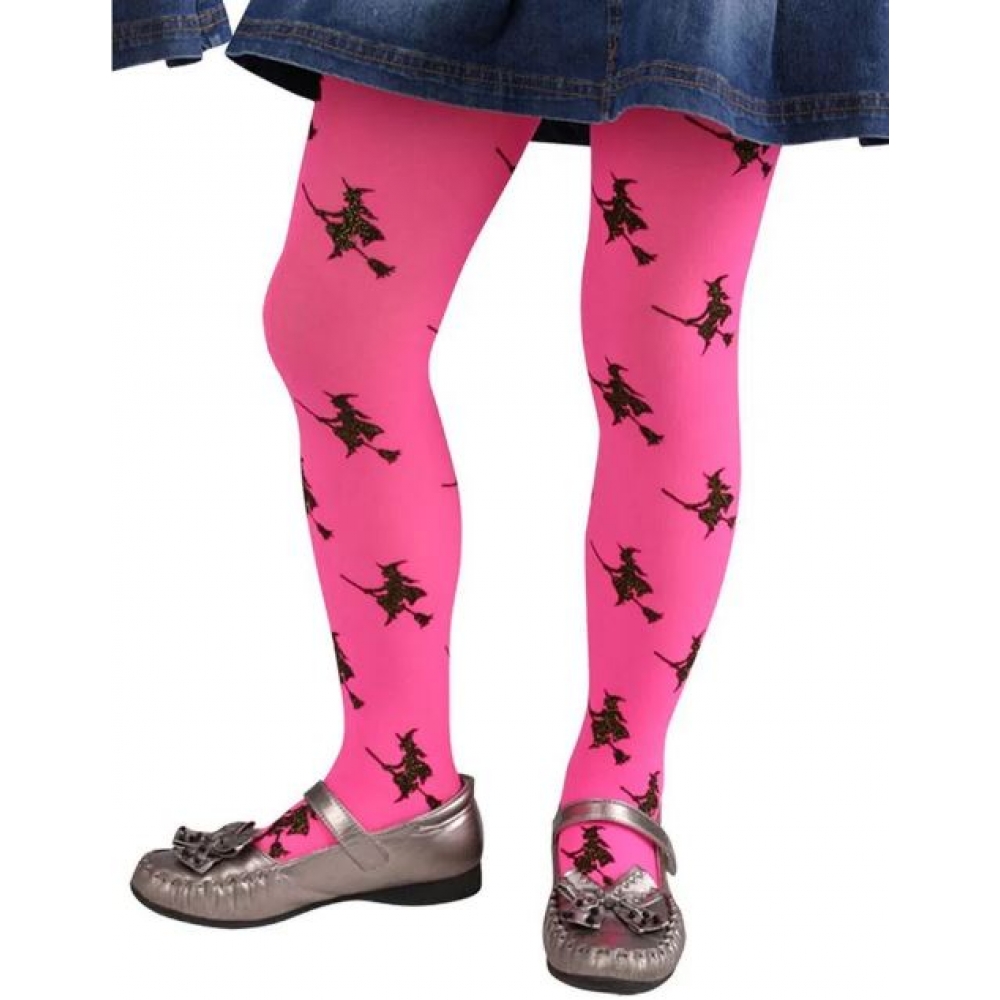 Meia 7/8 Halloween Pink Com Bruxinhas Adulto - Acessórios para fantasia