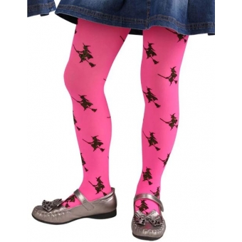 Meia 7/8 Halloween Pink Com Bruxinhas Adulto