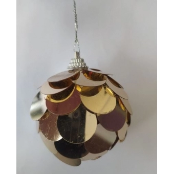 Enfeite Bola Natalina Lantejoula Champanhe 6cm