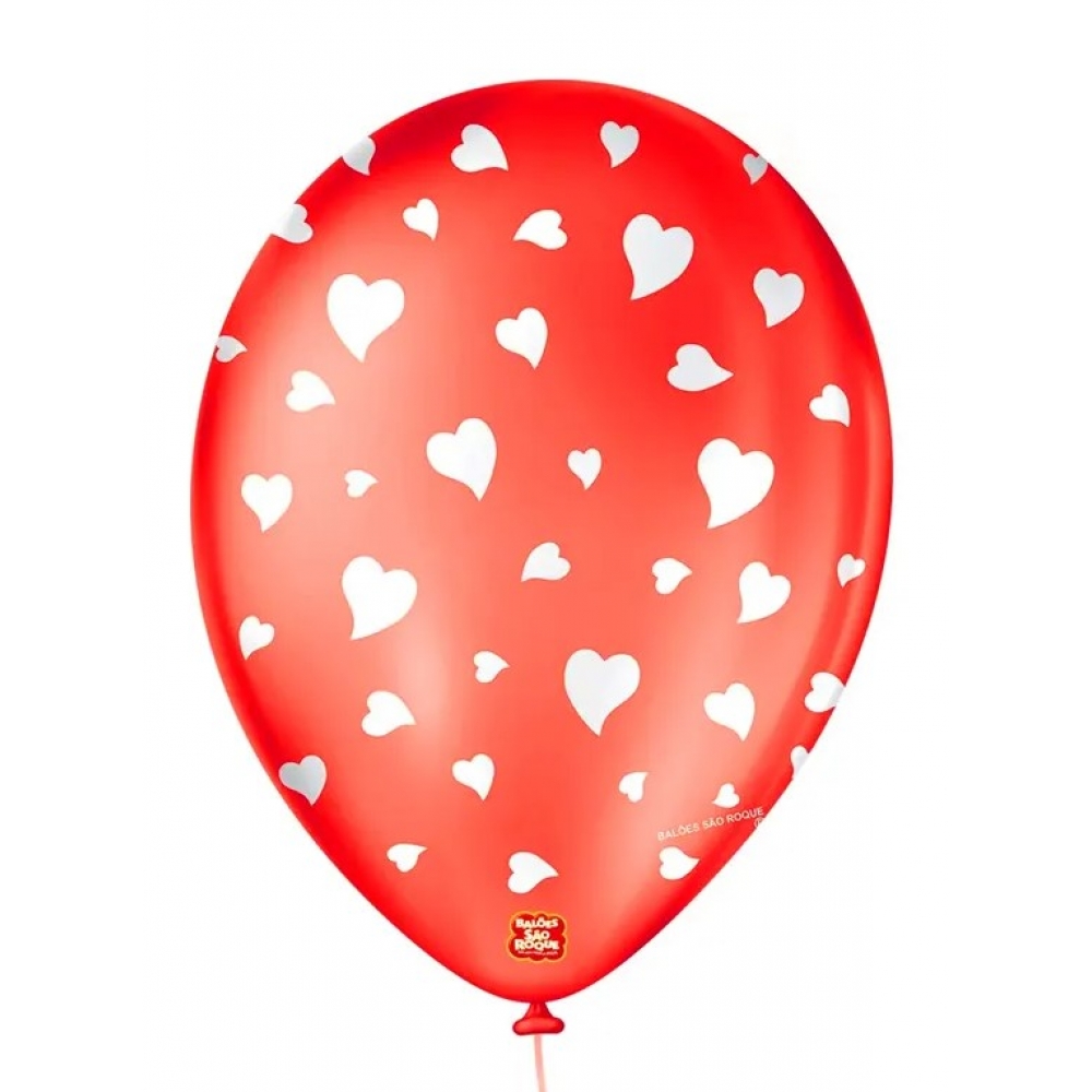 Balão Especial 9 Coração Vermelho c/25 São Roque - Balões
