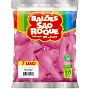 Balão 7 Liso Rosa Tutti Frutti c/50 São Roque