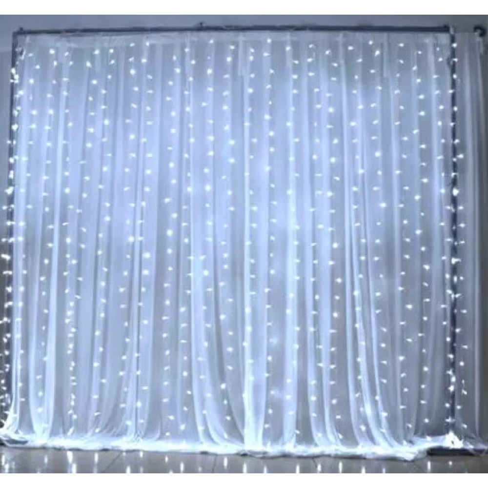 Pisca Cortina 500 Led 3x2,5 Metros Branco Frio 110V - Natal