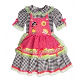 Vestido Junino Infantil Xadrez Preto Boneca - Fantasias Juninas