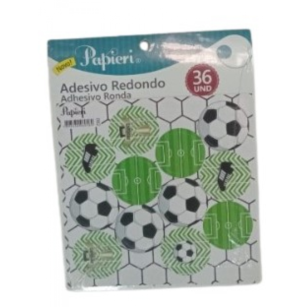 Adesivo Redondo Pequeno Futebol c/36 Papieri - Temas Variados