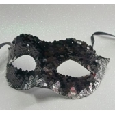 Máscara Veneza Paetê Prata e Preta - Máscaras