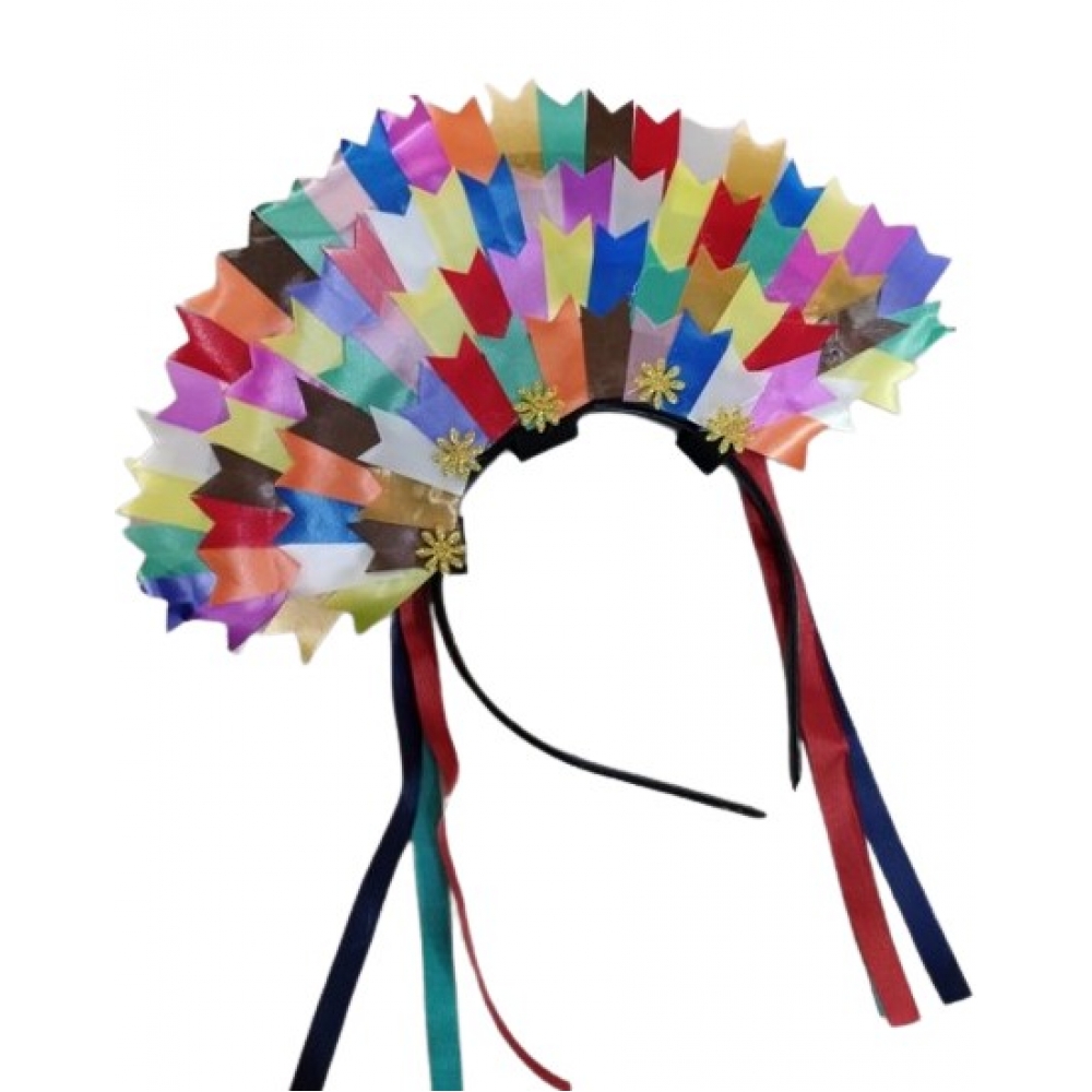 Tiara Festa Junina Bandeirinhas Coloridas - Acessórios para fantasia