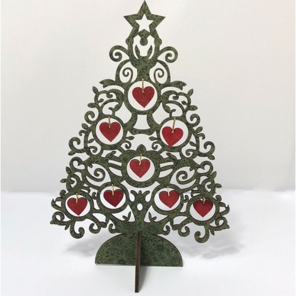 Árvore de Natal MDF Verde Com Coração - Natal
