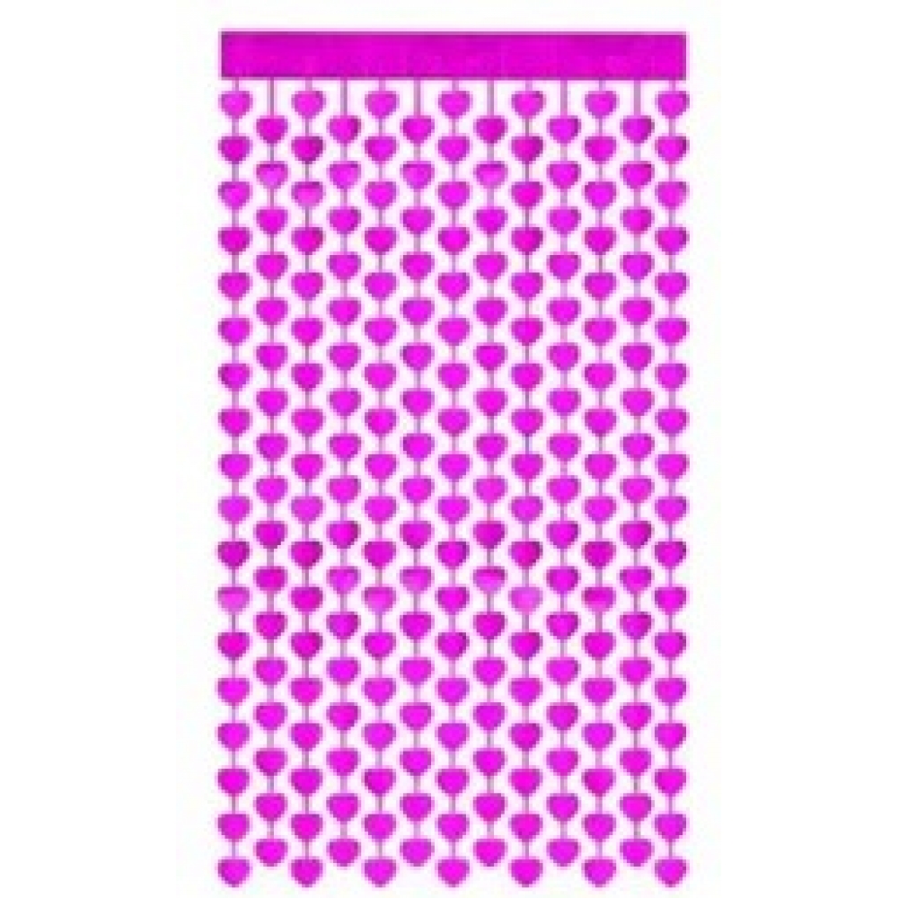 Cortina Metalizada Coração Pink 1m x 2m - Dia dos Namorados