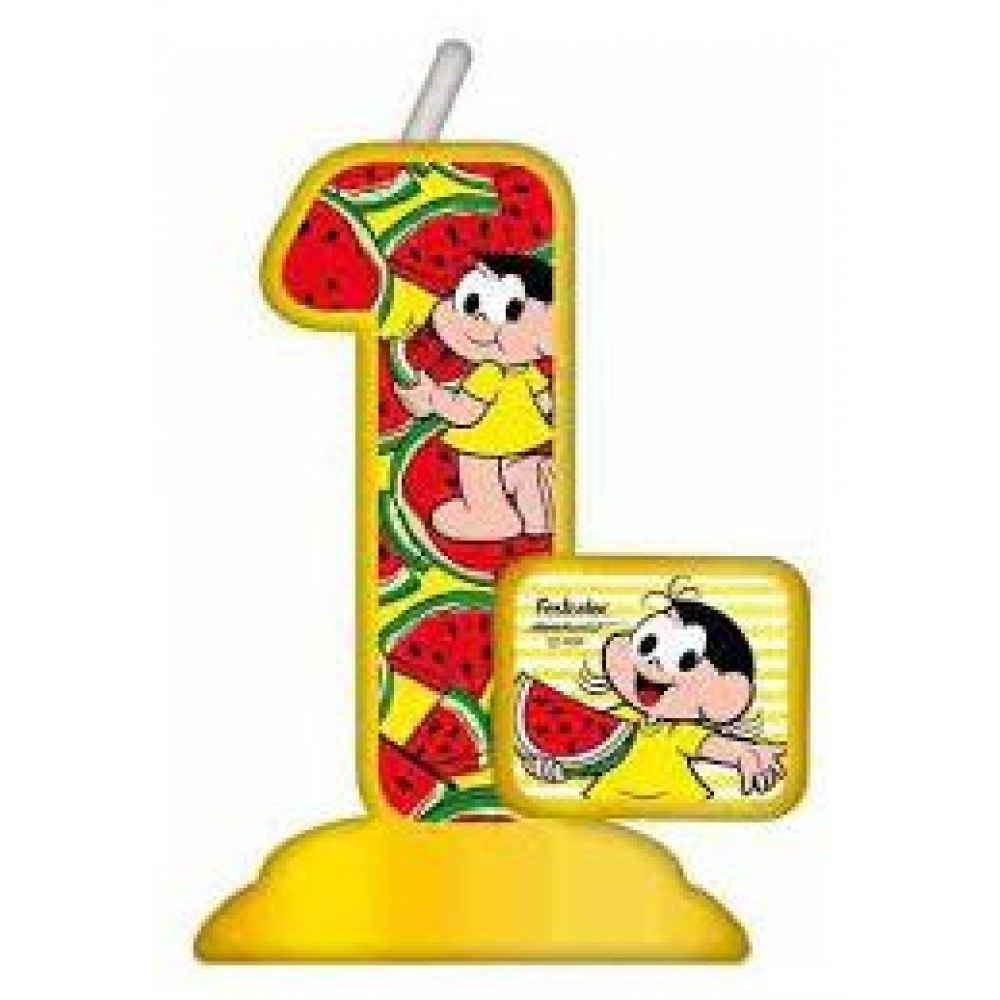 Vela Numeral 1 Magali Melancia Festcolor - Temas Infantis