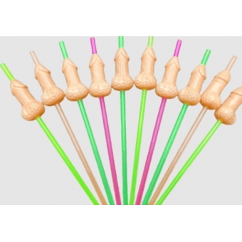 Canudo Plástico Erótico Pênis c/10 Rasul