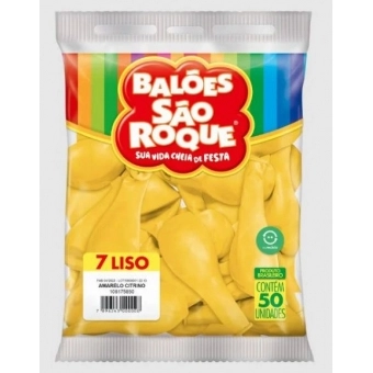 Balão 9 Liso Amarelo Citrino c/50 São Roque