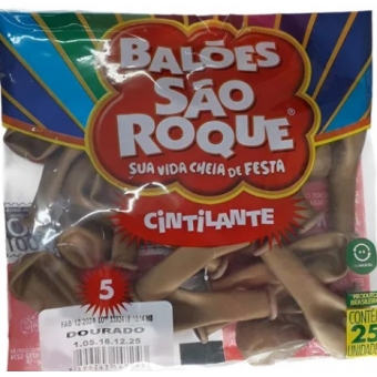Balão 5 Cintilante Dourado c/25 São Roque
