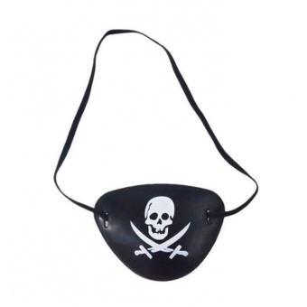 Tapa Olho Pirata de Plástico Com Caveira Halloween