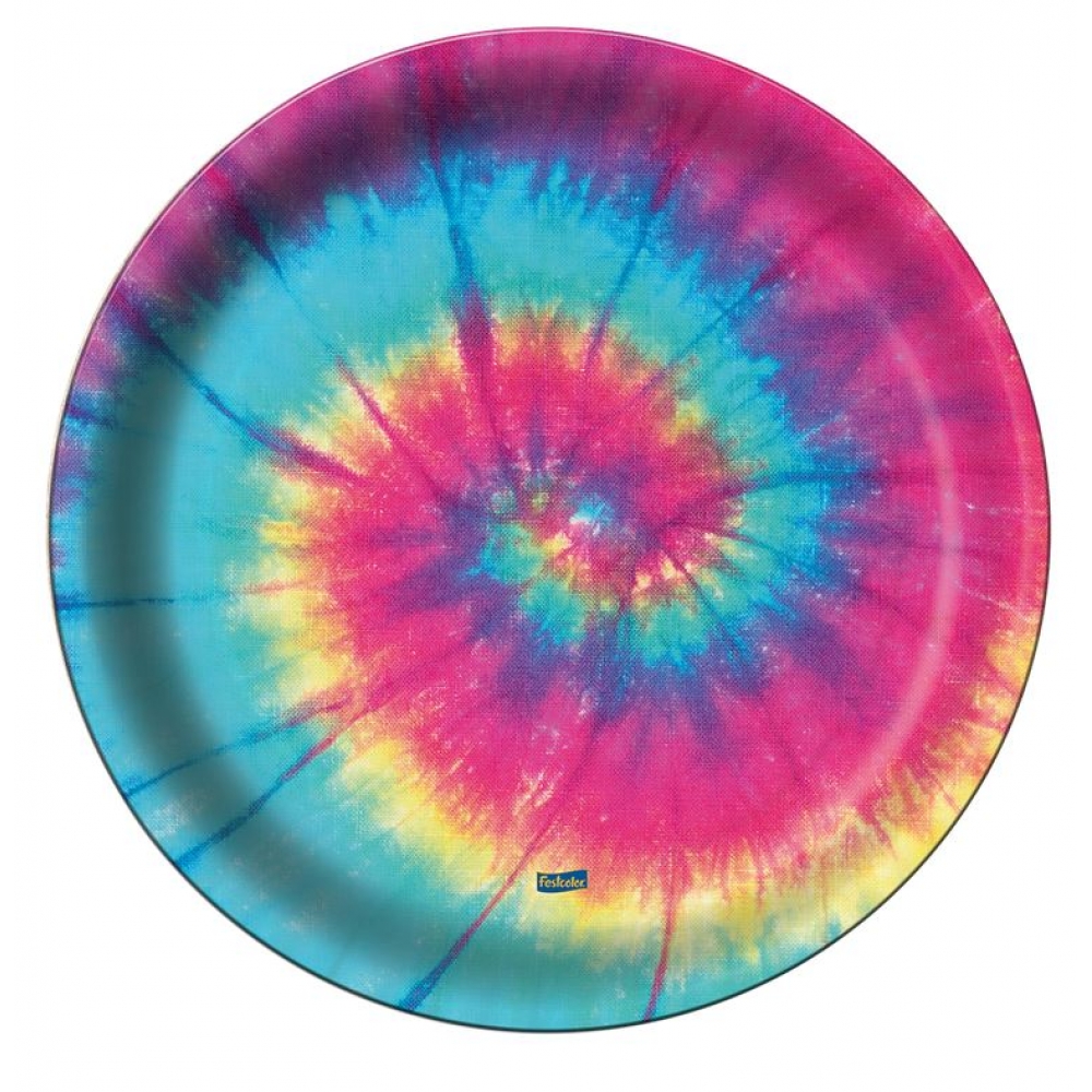 Prato Redondo Tie Dye c/8 Festcolor - Temas Infantis