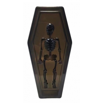 Caixão Halloween Acrílico Preto Com Tampa