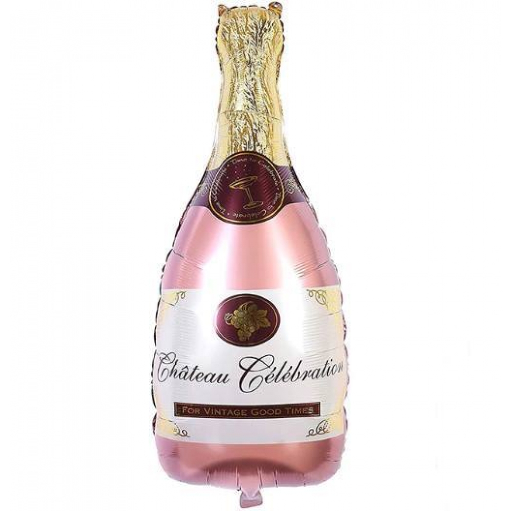Balão Metalizado Ano Novo Garrafa Champanhe Rosa - Balão Metalizado