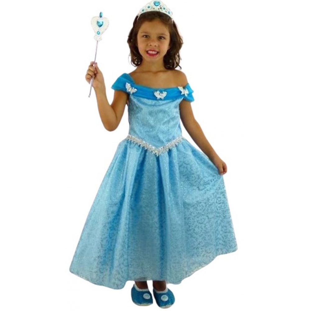 Fantasia Princesa Butterfly Azul Infantil Masquerade - Fantasias Infantis