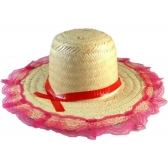 Chapéu Caipira de Palha Com Renda Infantil - Festa Junina