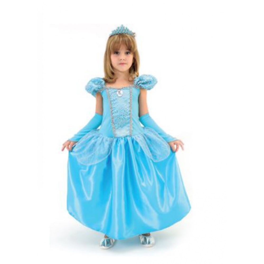 Vestido Cinderela Azul Princesa Disney Luxo Menina Infantil