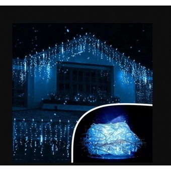 Pisca Cascata 400 Led 10 Metros 220V Azul Fio Branco