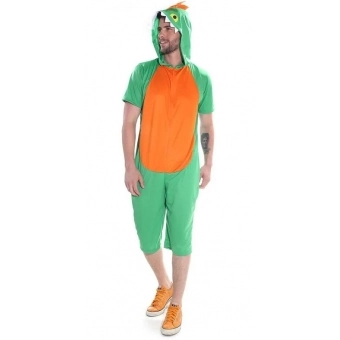 Fantasia Dinossauro Verde e Laranja Adulto Sulamericana